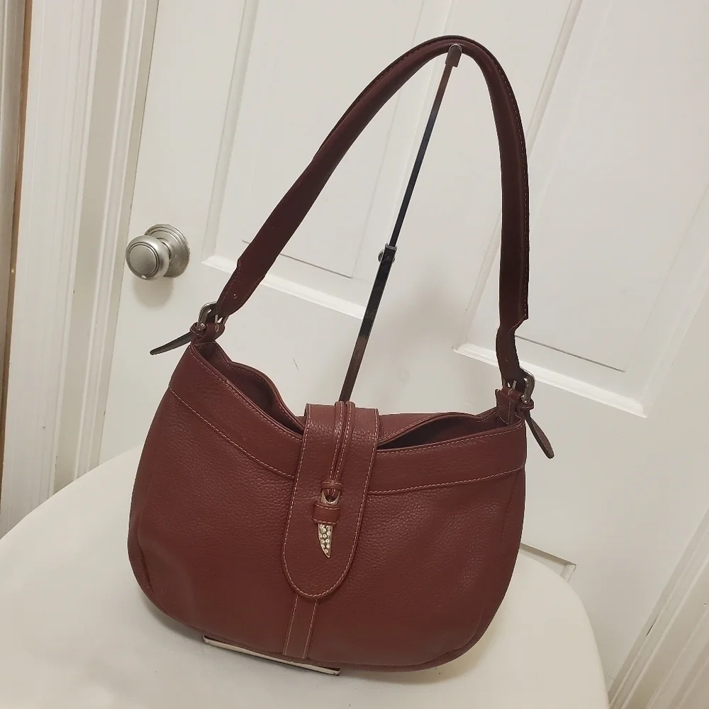 CATS Burgundy Pebble Grain Leather Hobo Bag, Classic